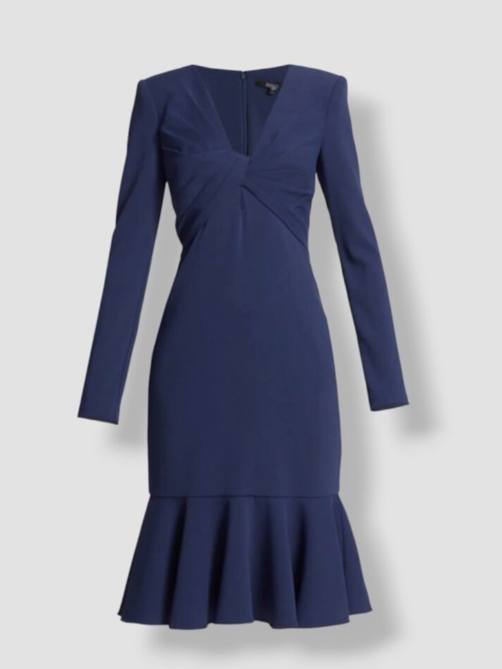 $496 Badgley Mischka Women Blue Twisted Front Long Sleeve A-Line Dress Size 2